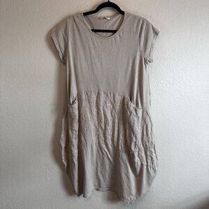 LiaBella made in Italy Dress Size S/M Tan Boho Beach Travel Comfort Pockets